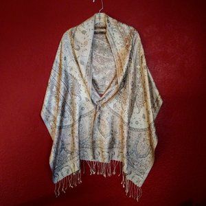 100% Silk Reversible Jamawar Shawl Scarf